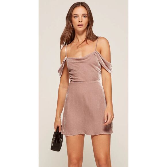 reformation 2 lorraine dress blush velvet - Picture 2 of 7